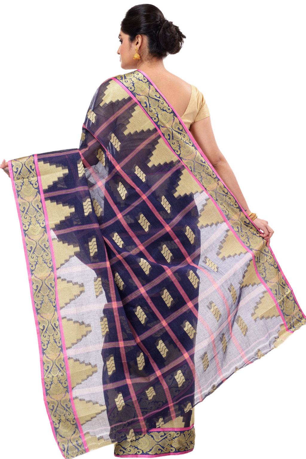 Blue Pure Cotton Kamala Desiging Tant Saree (223)